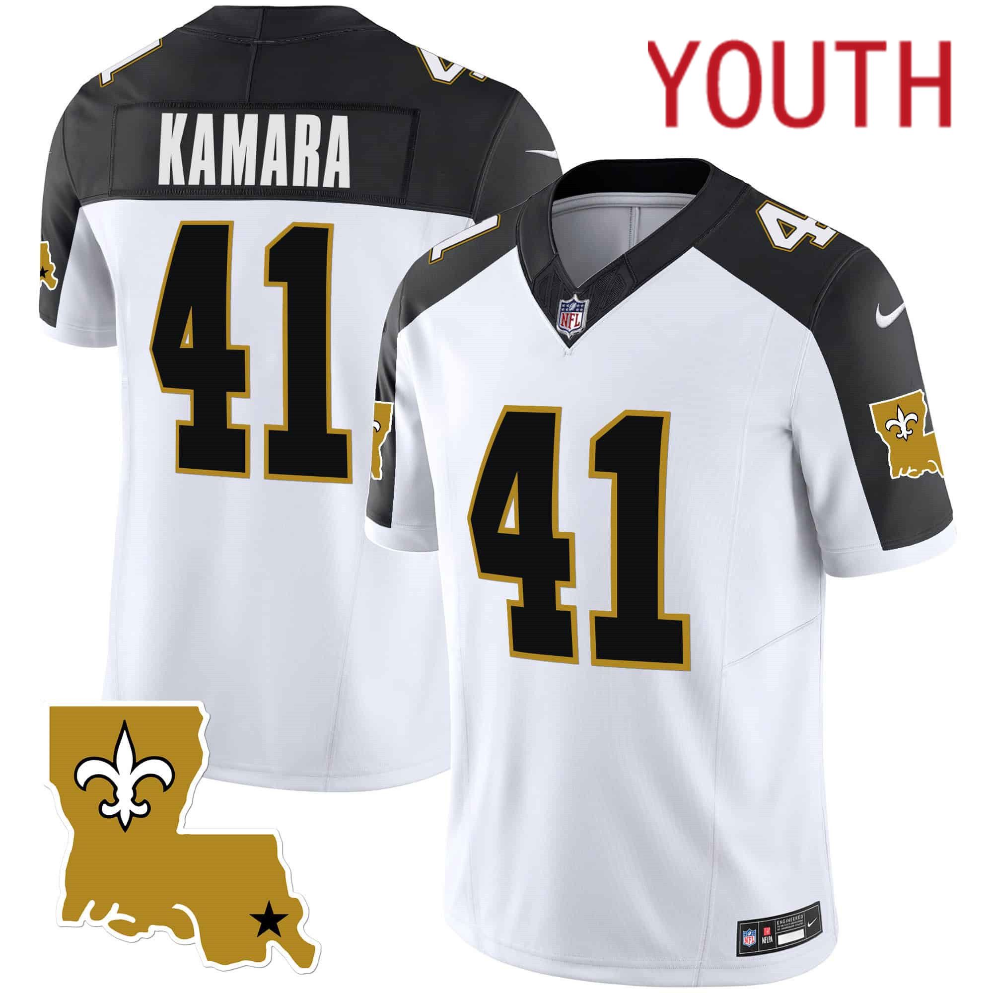 Youth New Orleans Saints #41 Kamara White 2024 Nike 1987 Legacy Vapor Limited NFL Jersey style 1->youth nfl jersey->Youth Jersey
